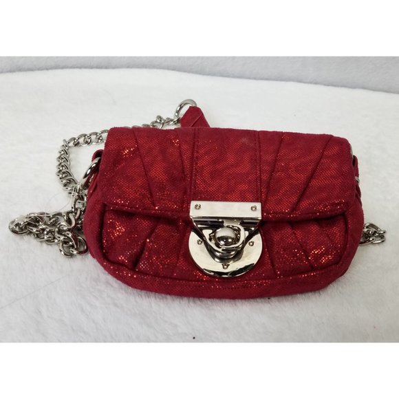 Apt 9 Purse Handbag Red Glitter Chain Shoulder - Picture 1 of 4